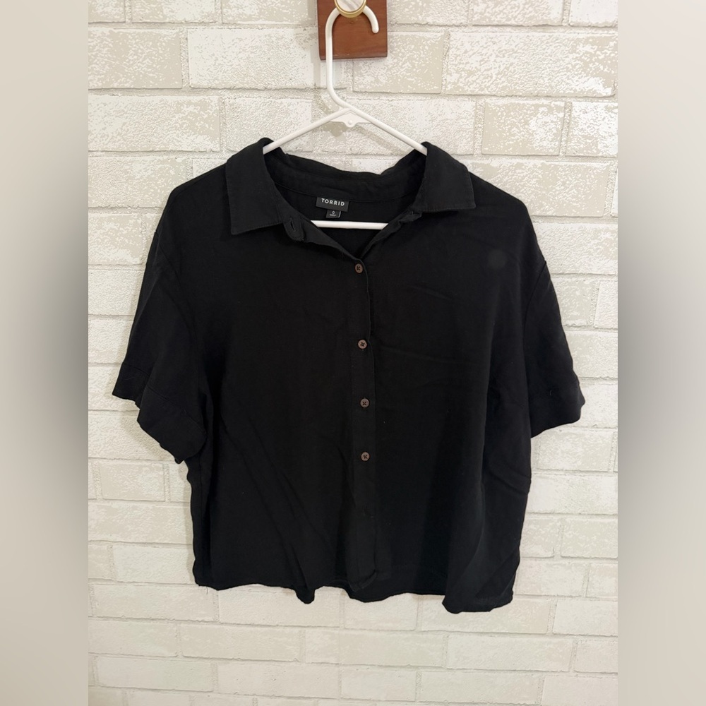 Torrid Black Button-Down Women's Shirt Size Large #3056